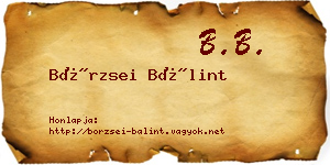 Börzsei Bálint névjegykártya